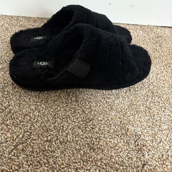 UGG Black Plush Slide Slippers main image 4